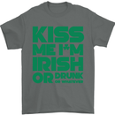Kiss Me I'm Irish or Drunk St Patricks Day Mens T-Shirt Cotton Gildan Charcoal