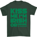 Kiss Me I'm Irish or Drunk St Patricks Day Mens T-Shirt Cotton Gildan Forest Green