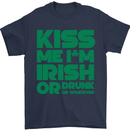 Kiss Me I'm Irish or Drunk St Patricks Day Mens T-Shirt Cotton Gildan Navy Blue