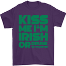 Kiss Me I'm Irish or Drunk St Patricks Day Mens T-Shirt Cotton Gildan Purple