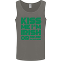 Kiss Me I'm Irish or Drunk St Patricks Day Mens Vest Tank Top Charcoal