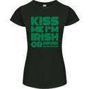 Kiss Me I'm Irish or Drunk St Patricks Day Womens Petite Cut T-Shirt Black