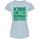 Kiss Me I'm Irish or Drunk St Patricks Day Womens Petite Cut T-Shirt Light Blue