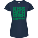 Kiss Me I'm Irish or Drunk St Patricks Day Womens Petite Cut T-Shirt Navy Blue