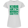 Kiss Me I'm Irish or Drunk St Patricks Day Womens Petite Cut T-Shirt White