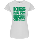 Kiss Me I'm Irish or Drunk St Patricks Day Womens Petite Cut T-Shirt White