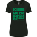 Kiss Me I'm Irish or Drunk St Patricks Day Womens Wider Cut T-Shirt Black