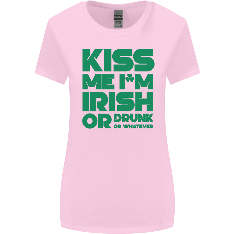 Kiss Me I'm Irish or Drunk St Patricks Day Womens Wider Cut T-Shirt Light Pink
