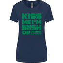 Kiss Me I'm Irish or Drunk St Patricks Day Womens Wider Cut T-Shirt Navy Blue