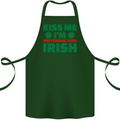 Kiss Me I'm Pretending to Be Irish Cotton Apron 100% Organic Forest Green