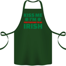 Kiss Me I'm Pretending to Be Irish Cotton Apron 100% Organic Forest Green