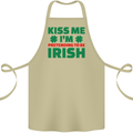 Kiss Me I'm Pretending to Be Irish Cotton Apron 100% Organic Khaki