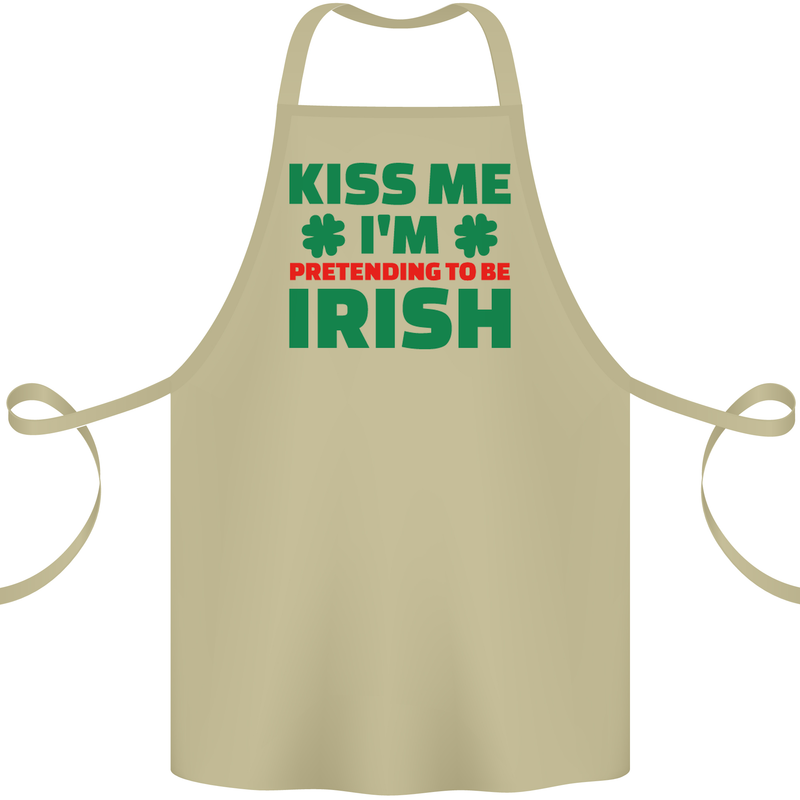 Kiss Me I'm Pretending to Be Irish Cotton Apron 100% Organic Khaki