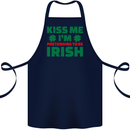 Kiss Me I'm Pretending to Be Irish Cotton Apron 100% Organic Navy Blue