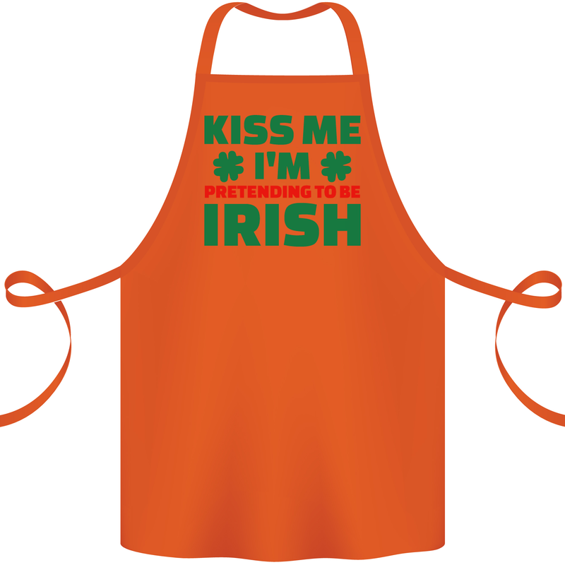 Kiss Me I'm Pretending to Be Irish Cotton Apron 100% Organic Orange