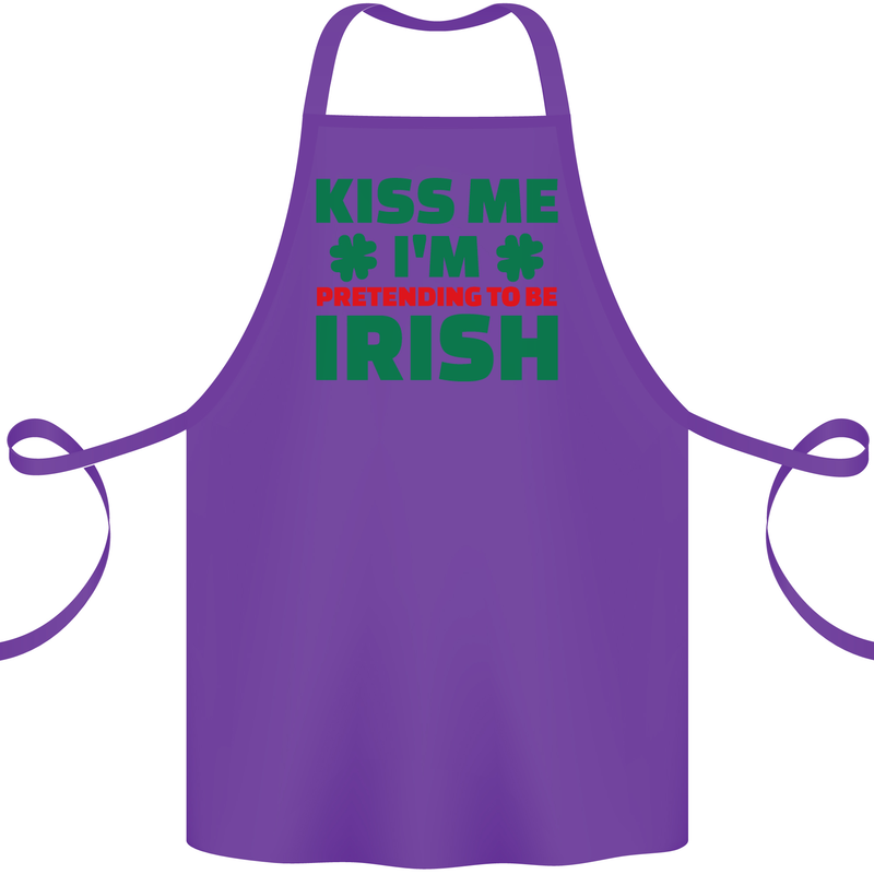 Kiss Me I'm Pretending to Be Irish Cotton Apron 100% Organic Purple
