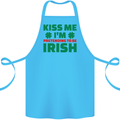 Kiss Me I'm Pretending to Be Irish Cotton Apron 100% Organic Turquoise