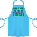 Kiss Me I'm Pretending to Be Irish Cotton Apron 100% Organic Turquoise
