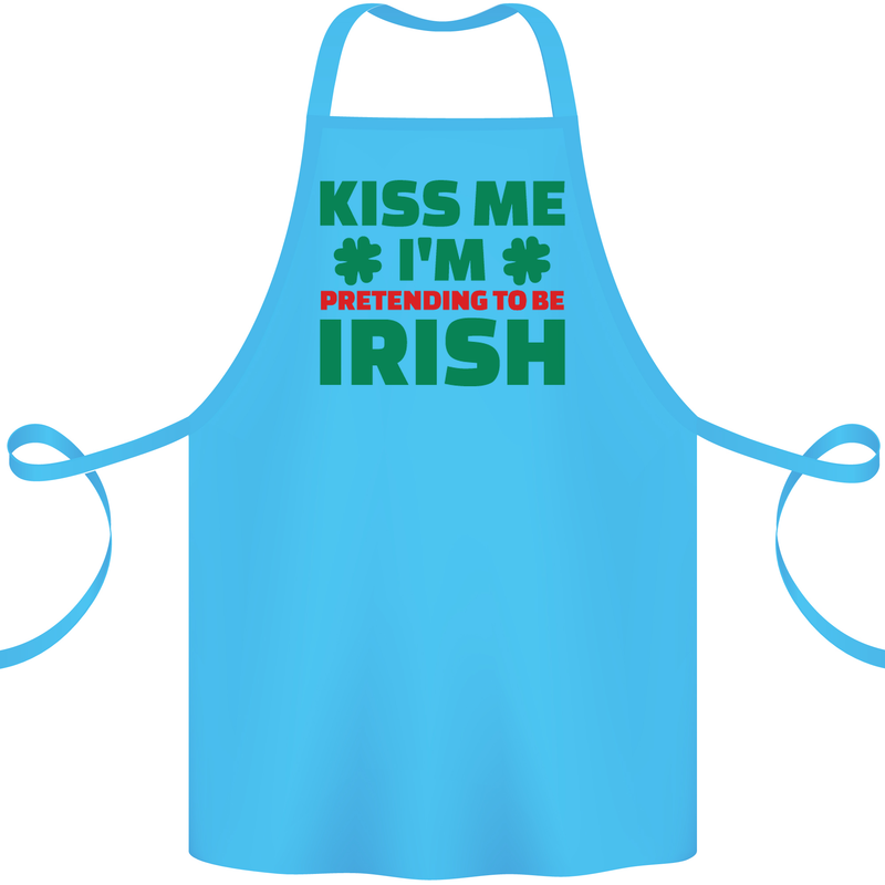 Kiss Me I'm Pretending to Be Irish Cotton Apron 100% Organic Turquoise