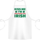 Kiss Me I'm Pretending to Be Irish Cotton Apron 100% Organic White
