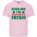 Kiss Me I'm Pretending to Be Irish Kids T-Shirt Childrens Light Pink