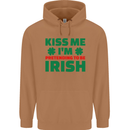 Kiss Me I'm Pretending to Be Irish Mens 80% Cotton Hoodie Caramel Latte