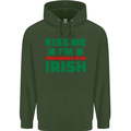Kiss Me I'm Pretending to Be Irish Mens 80% Cotton Hoodie Forest Green