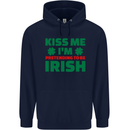 Kiss Me I'm Pretending to Be Irish Mens 80% Cotton Hoodie Navy Blue