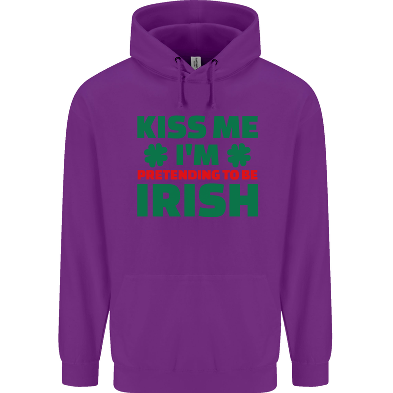 Kiss Me I'm Pretending to Be Irish Mens 80% Cotton Hoodie Purple