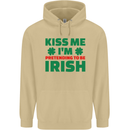 Kiss Me I'm Pretending to Be Irish Mens 80% Cotton Hoodie Sand