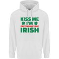 Kiss Me I'm Pretending to Be Irish Mens 80% Cotton Hoodie White