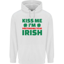 Kiss Me I'm Pretending to Be Irish Mens 80% Cotton Hoodie White