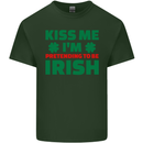Kiss Me I'm Pretending to Be Irish Mens Cotton T-Shirt Tee Top Forest Green