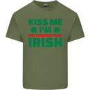 Kiss Me I'm Pretending to Be Irish Mens Cotton T-Shirt Tee Top Military Green
