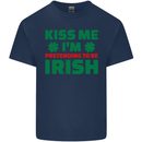 Kiss Me I'm Pretending to Be Irish Mens Cotton T-Shirt Tee Top Navy Blue