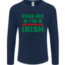 Kiss Me I'm Pretending to Be Irish Mens Long Sleeve T-Shirt Navy Blue