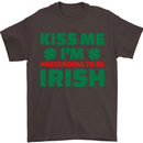 Kiss Me I'm Pretending to Be Irish Mens T-Shirt Cotton Gildan Dark Chocolate