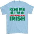 Kiss Me I'm Pretending to Be Irish Mens T-Shirt Cotton Gildan Light Blue