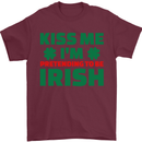 Kiss Me I'm Pretending to Be Irish Mens T-Shirt Cotton Gildan Maroon