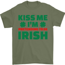 Kiss Me I'm Pretending to Be Irish Mens T-Shirt Cotton Gildan Military Green