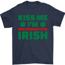 Kiss Me I'm Pretending to Be Irish Mens T-Shirt Cotton Gildan Navy Blue