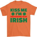 Kiss Me I'm Pretending to Be Irish Mens T-Shirt Cotton Gildan Orange