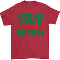 Kiss Me I'm Pretending to Be Irish Mens T-Shirt Cotton Gildan Red