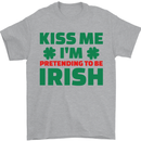 Kiss Me I'm Pretending to Be Irish Mens T-Shirt Cotton Gildan Sports Grey