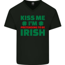 Kiss Me I'm Pretending to Be Irish Mens V-Neck Cotton T-Shirt Black