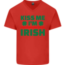 Kiss Me I'm Pretending to Be Irish Mens V-Neck Cotton T-Shirt Red