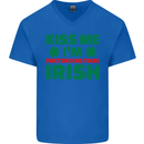 Kiss Me I'm Pretending to Be Irish Mens V-Neck Cotton T-Shirt Royal Blue