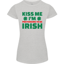 Kiss Me I'm Pretending to Be Irish Womens Petite Cut T-Shirt Sports Grey