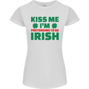 Kiss Me I'm Pretending to Be Irish Womens Petite Cut T-Shirt White