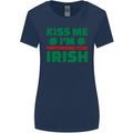 Kiss Me I'm Pretending to Be Irish Womens Wider Cut T-Shirt Navy Blue